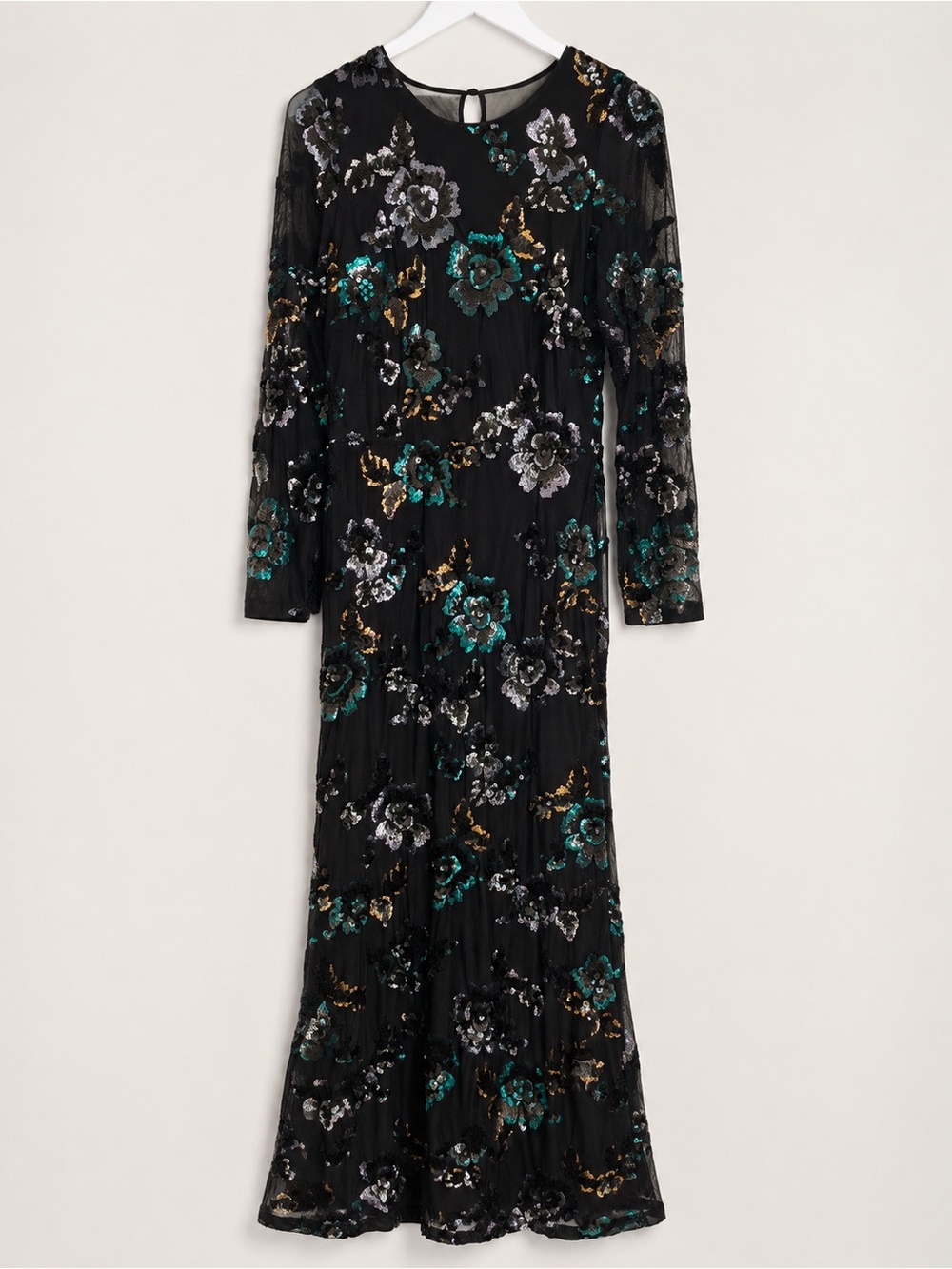 Betsy& Adam Black Floral Long Sleeve Dress  Size 10
